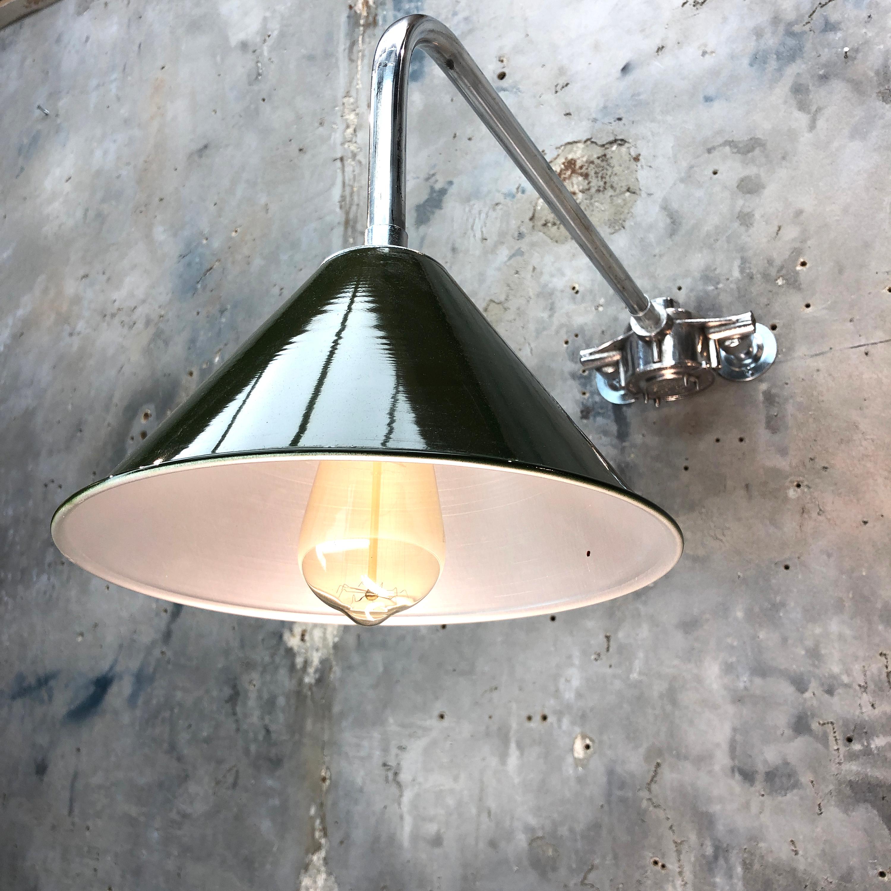 Spun 1980s Ex British Army Lamp Shade and Galvanised Steel Explosion Proof Cantilever For Sale