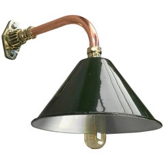 Vintage 1980s Ex British Army Light Shade / Copper and Brass Cantilever, Original Green