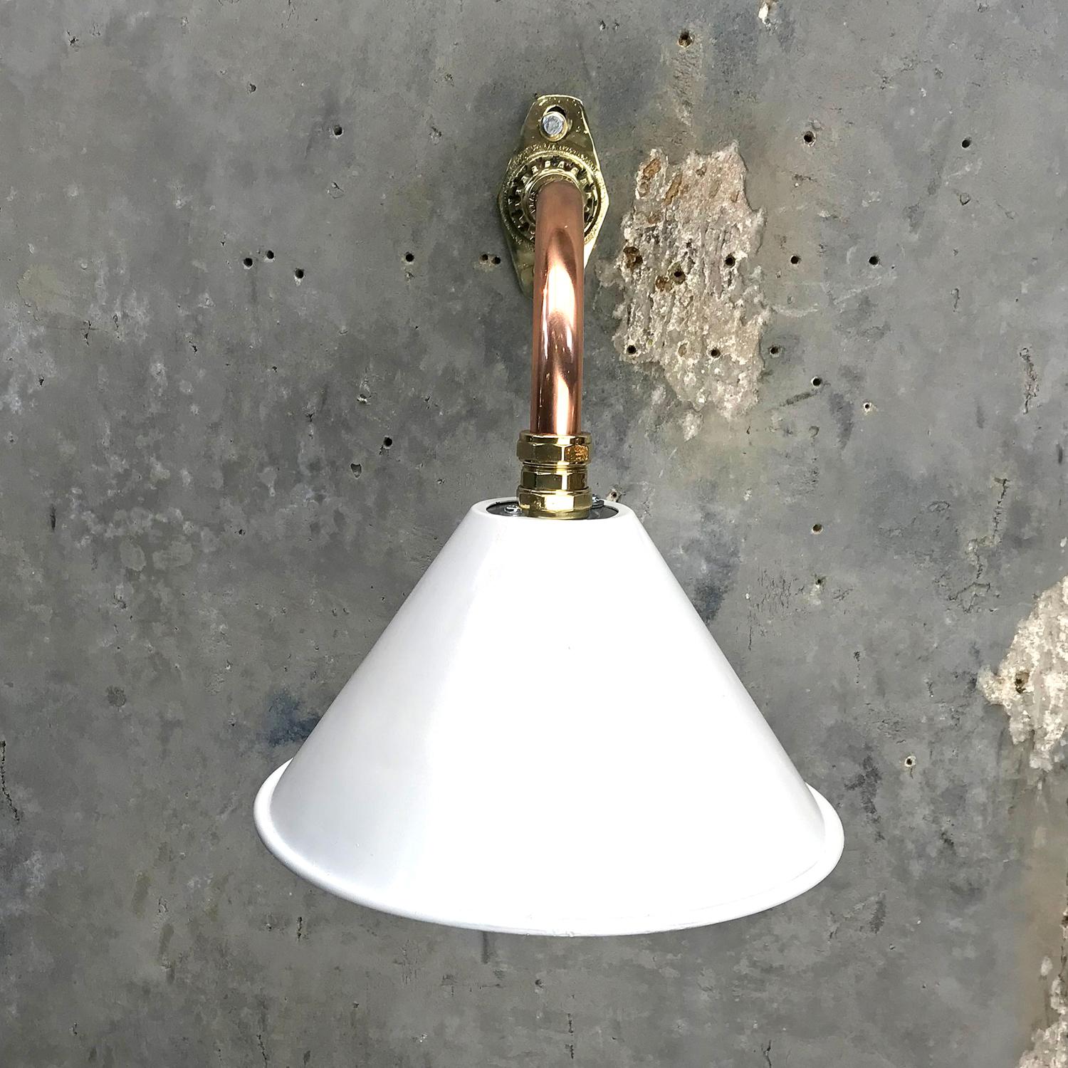 1980s Ex British Army Light Shade / Copper and Brass Cantilever, White For Sale 4