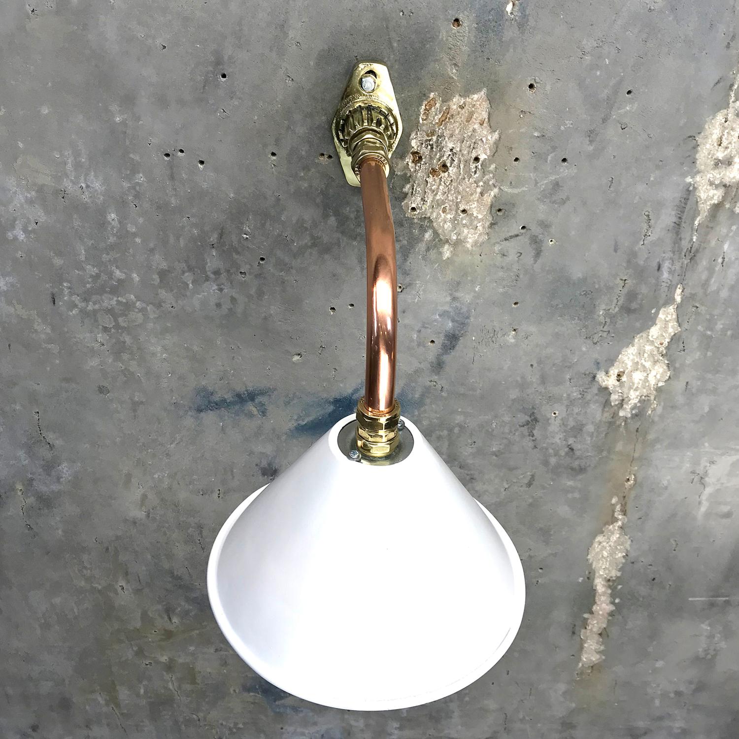 1980s Ex British Army Light Shade / Copper and Brass Cantilever, White For Sale 5