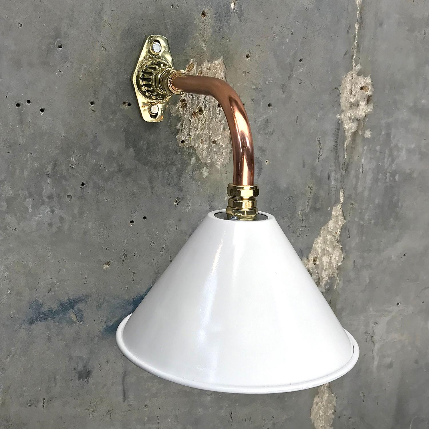 1980s Ex British Army Light Shade / Copper and Brass Cantilever, White For Sale 6