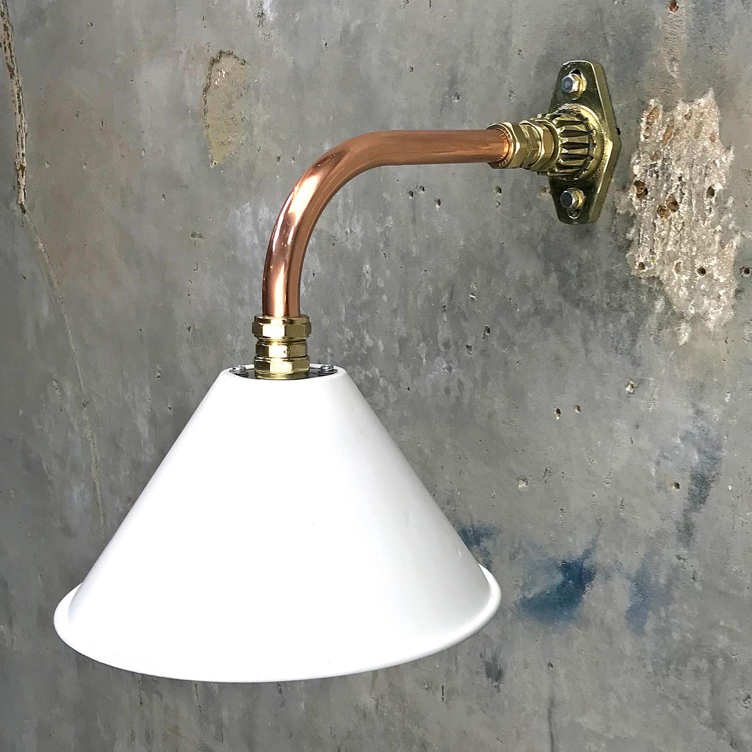 1980s Ex British Army Light Shade / Copper and Brass Cantilever, White For Sale 7
