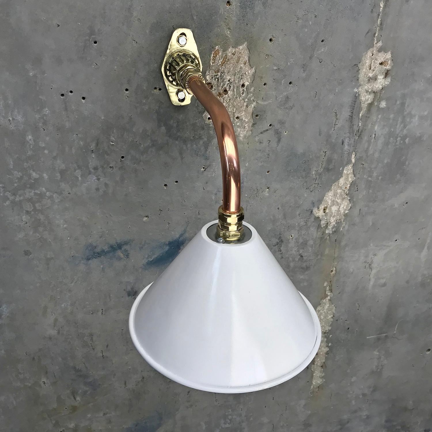1980s Ex British Army Light Shade / Copper and Brass Cantilever, White For Sale 8