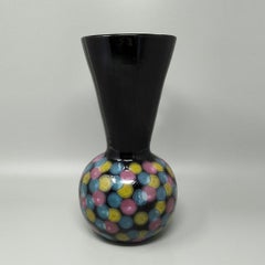 1980s Exquisited Handcrafted Polychrome Vase in Ceramic by Bizzirri. Made in Ita