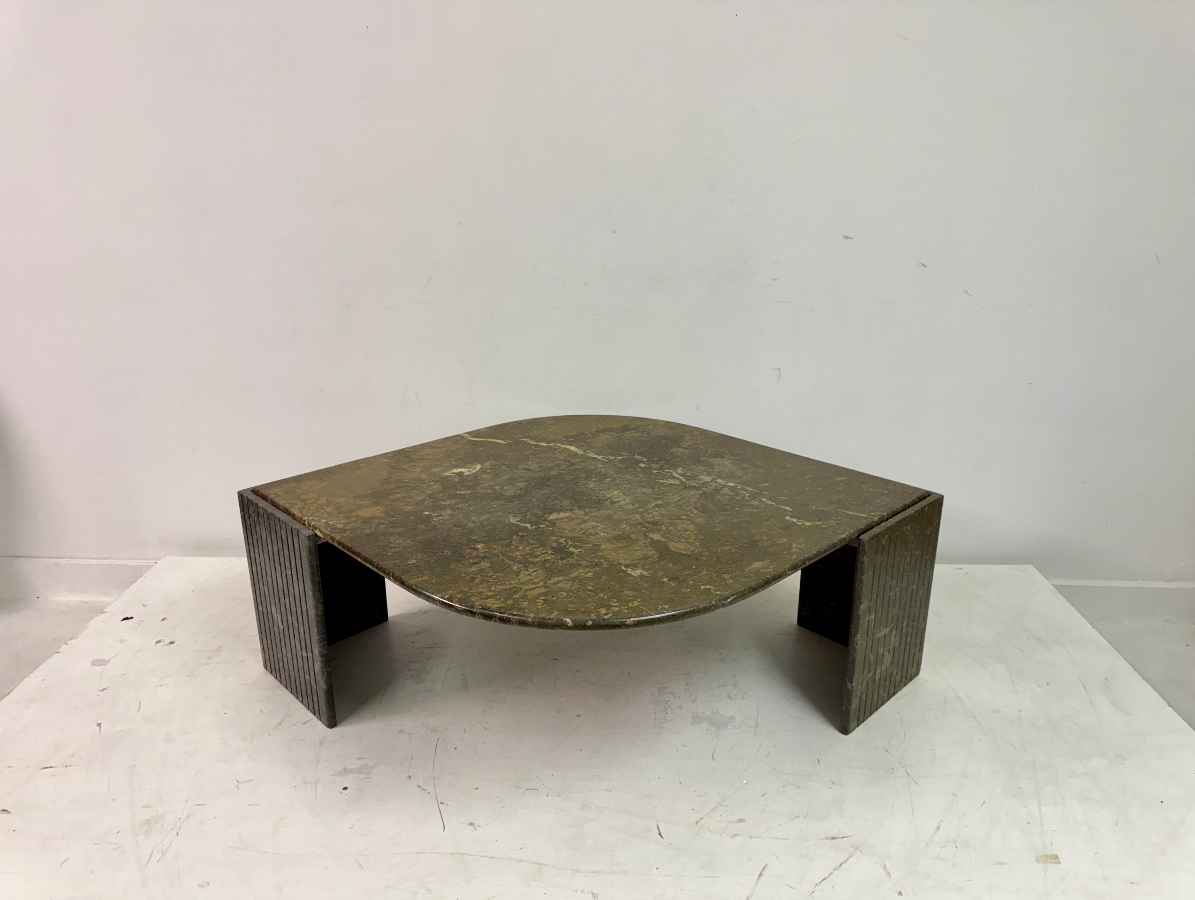 Mid-Century Modern 1980s Eye Shaped Marble Coffee Table