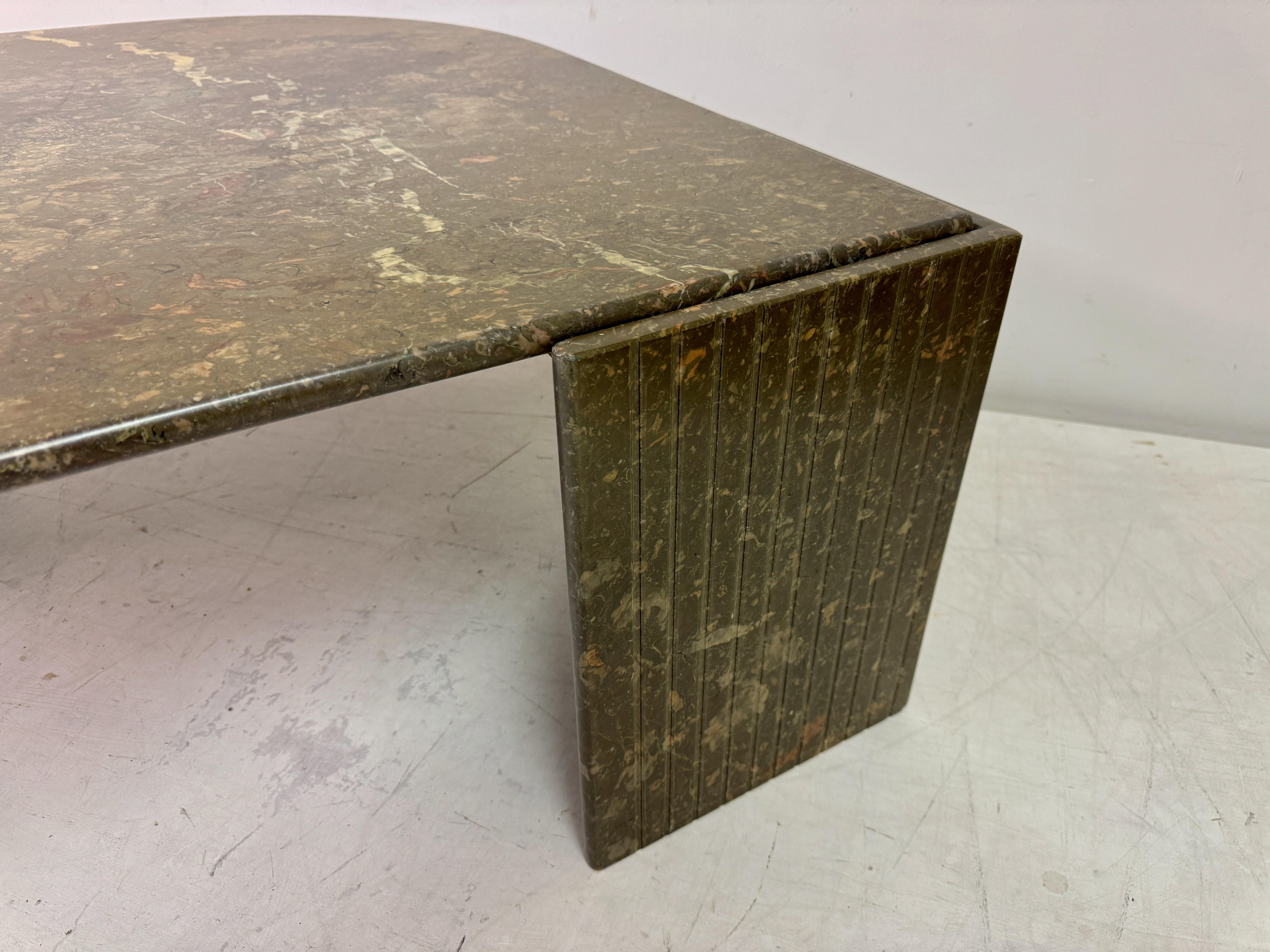 1980s Eye Shaped Marble Coffee Table 1