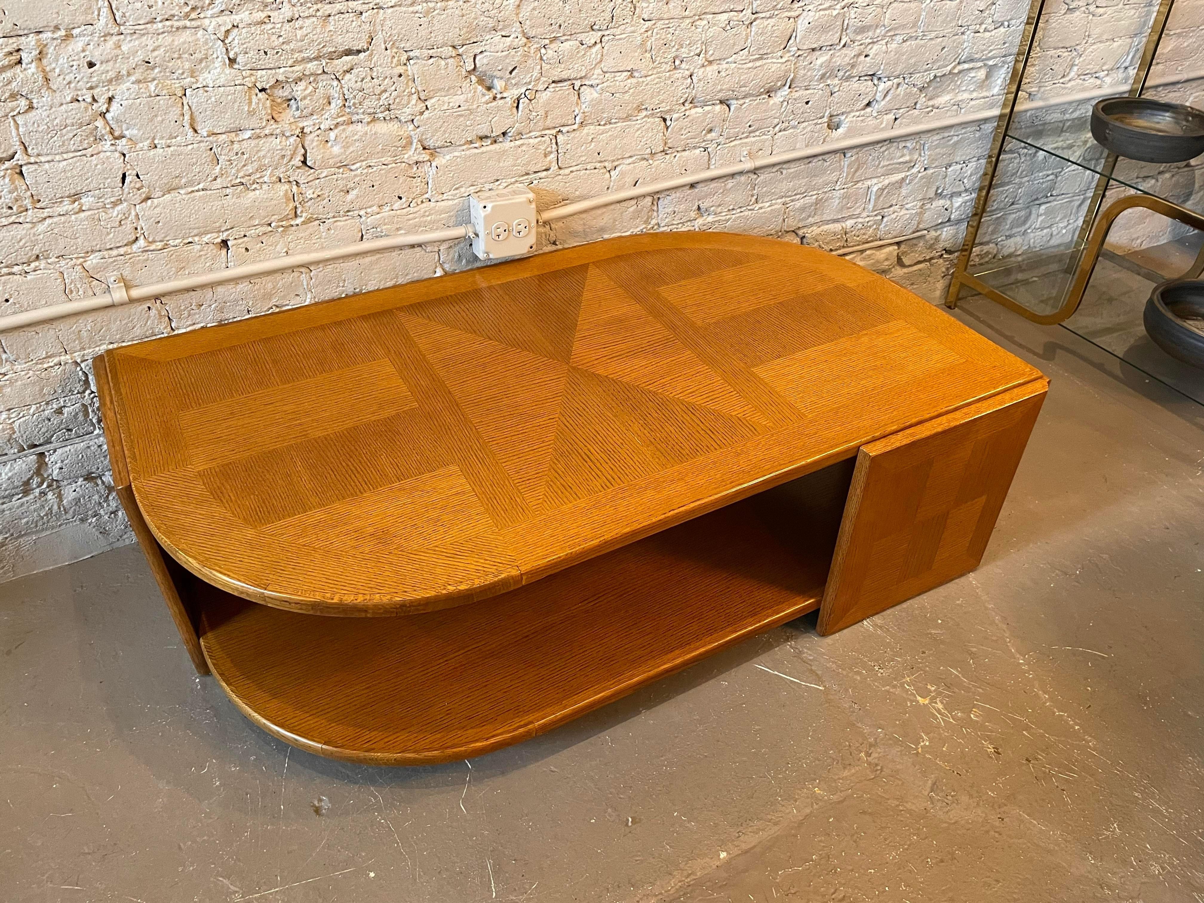 Post-Modern 1980s Eye Shaped Wood Coffee Table Postmodern