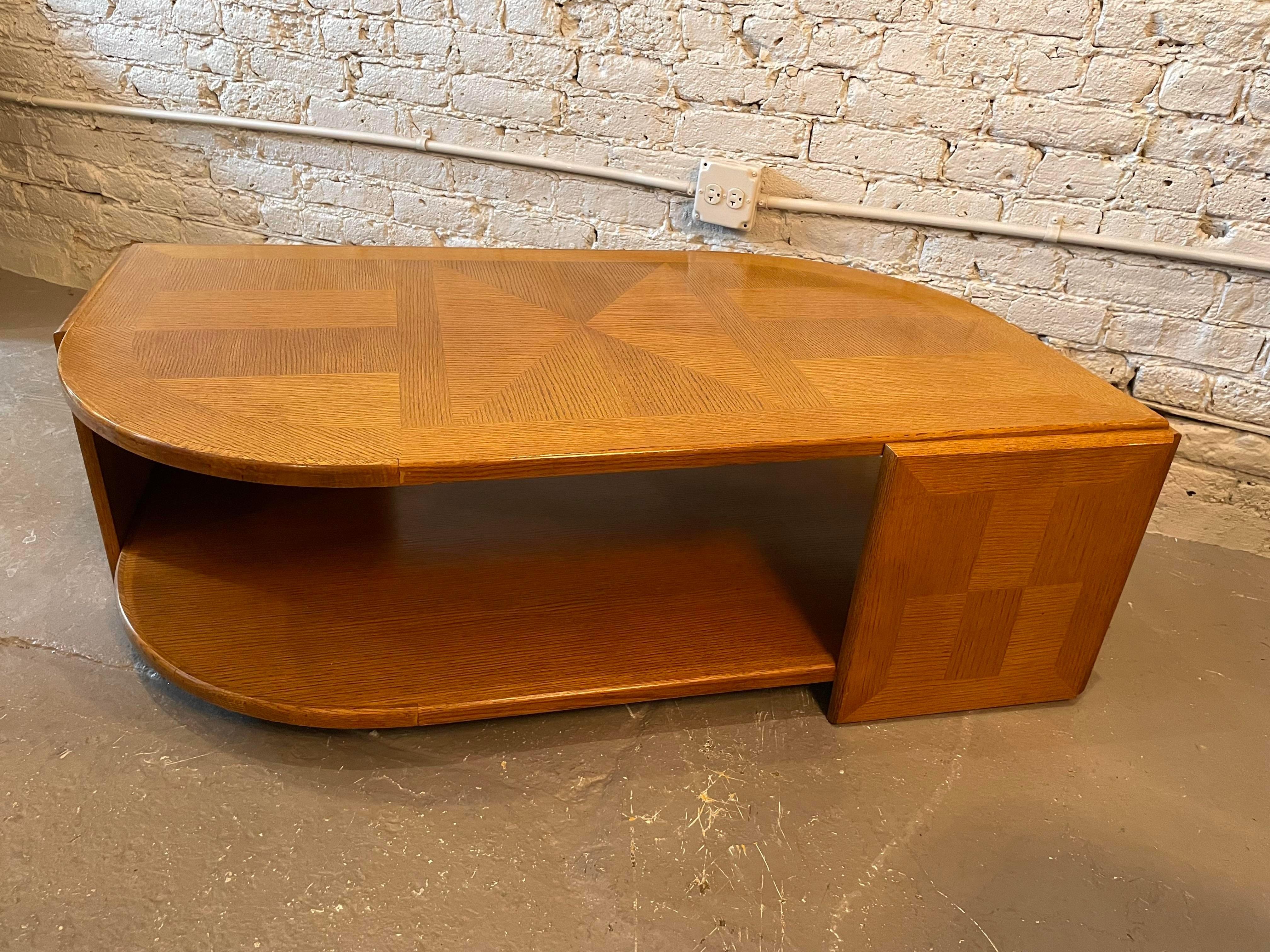 1980s Eye Shaped Wood Coffee Table Postmodern 1