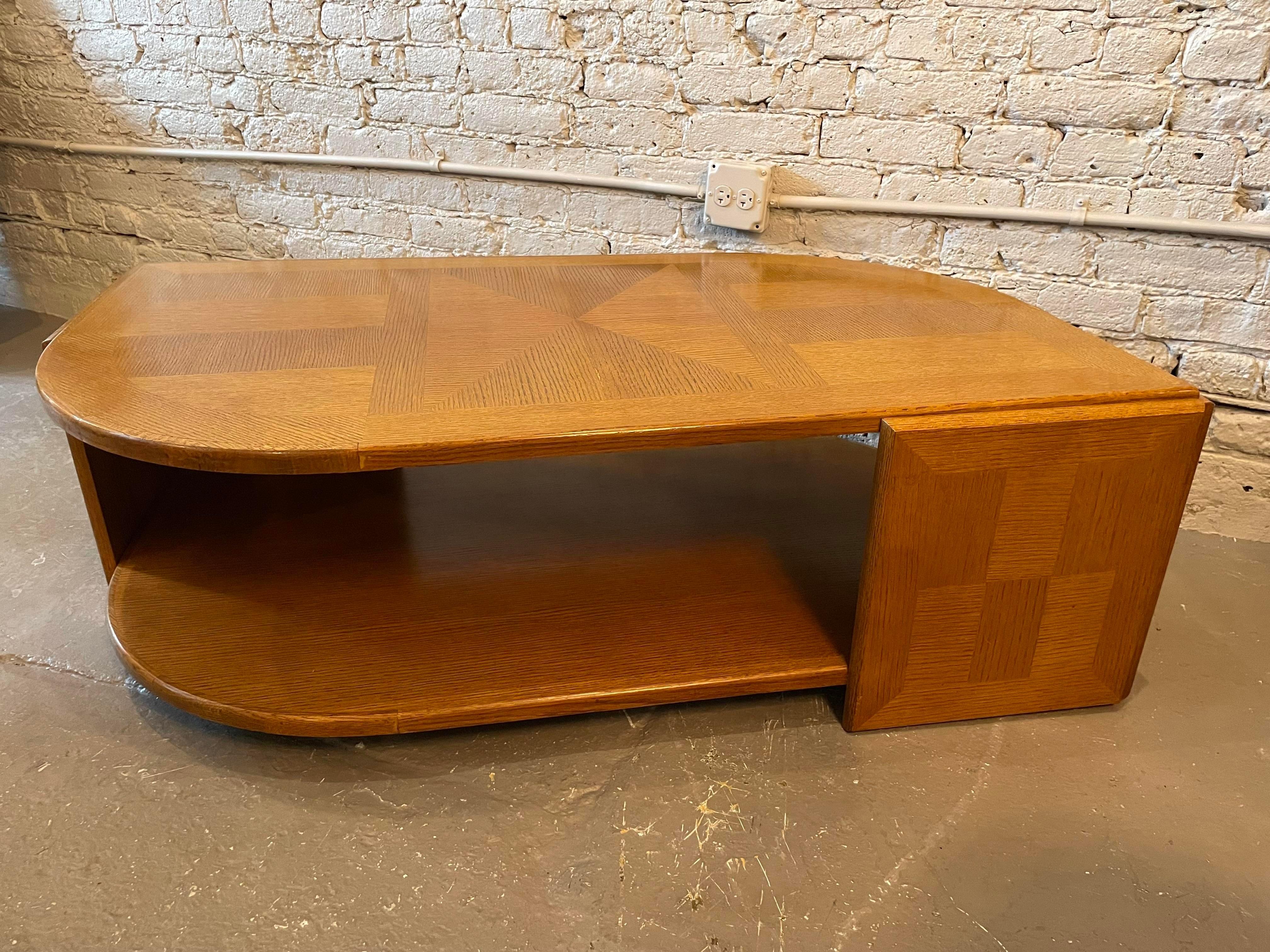 1980s Eye Shaped Wood Coffee Table Postmodern 3