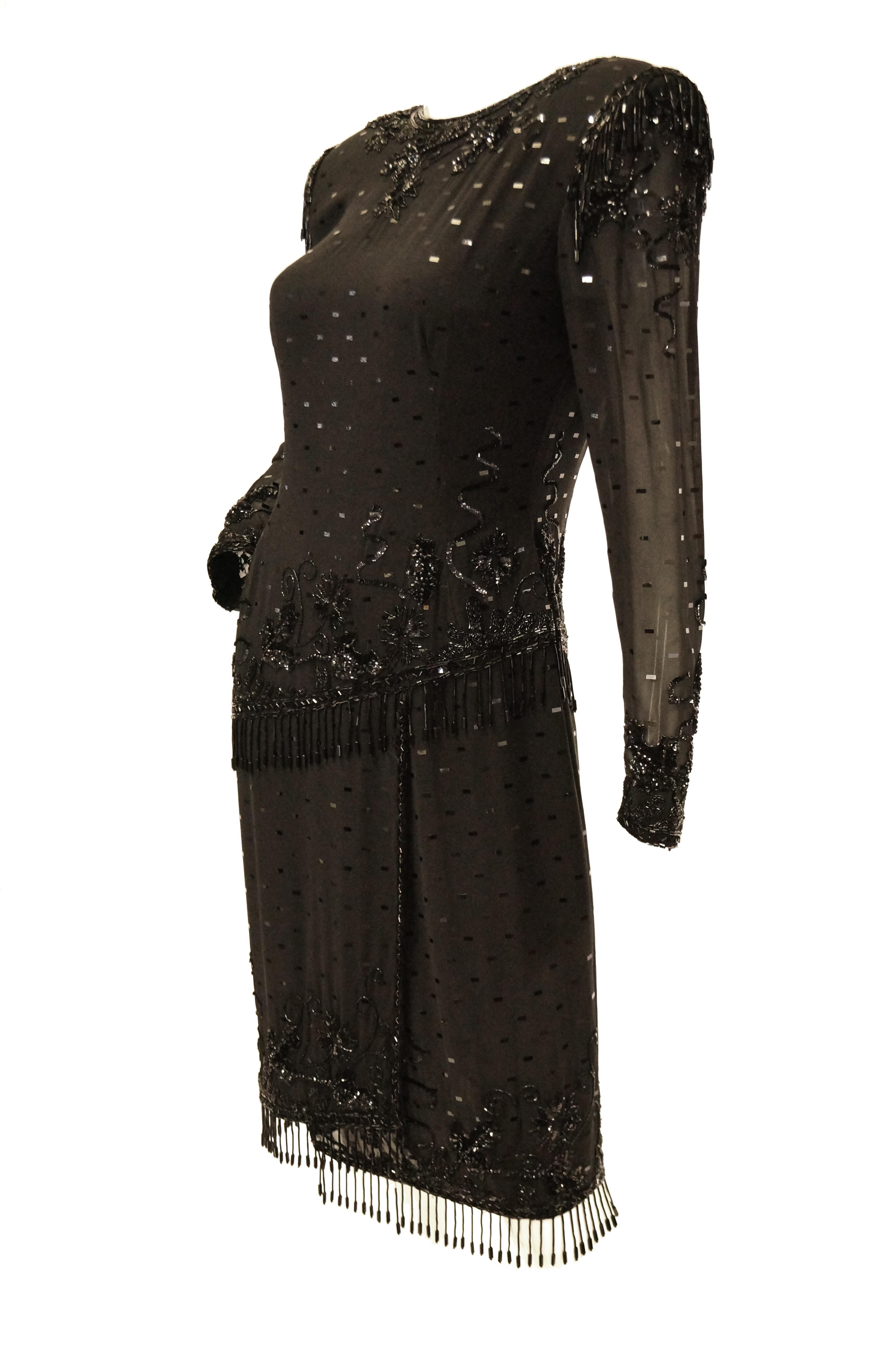 1980s Fabrice Black Silk Cocktail Dress ...