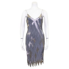 Vintage 1980s Fabrice Grey Beaded Cocktail Dress