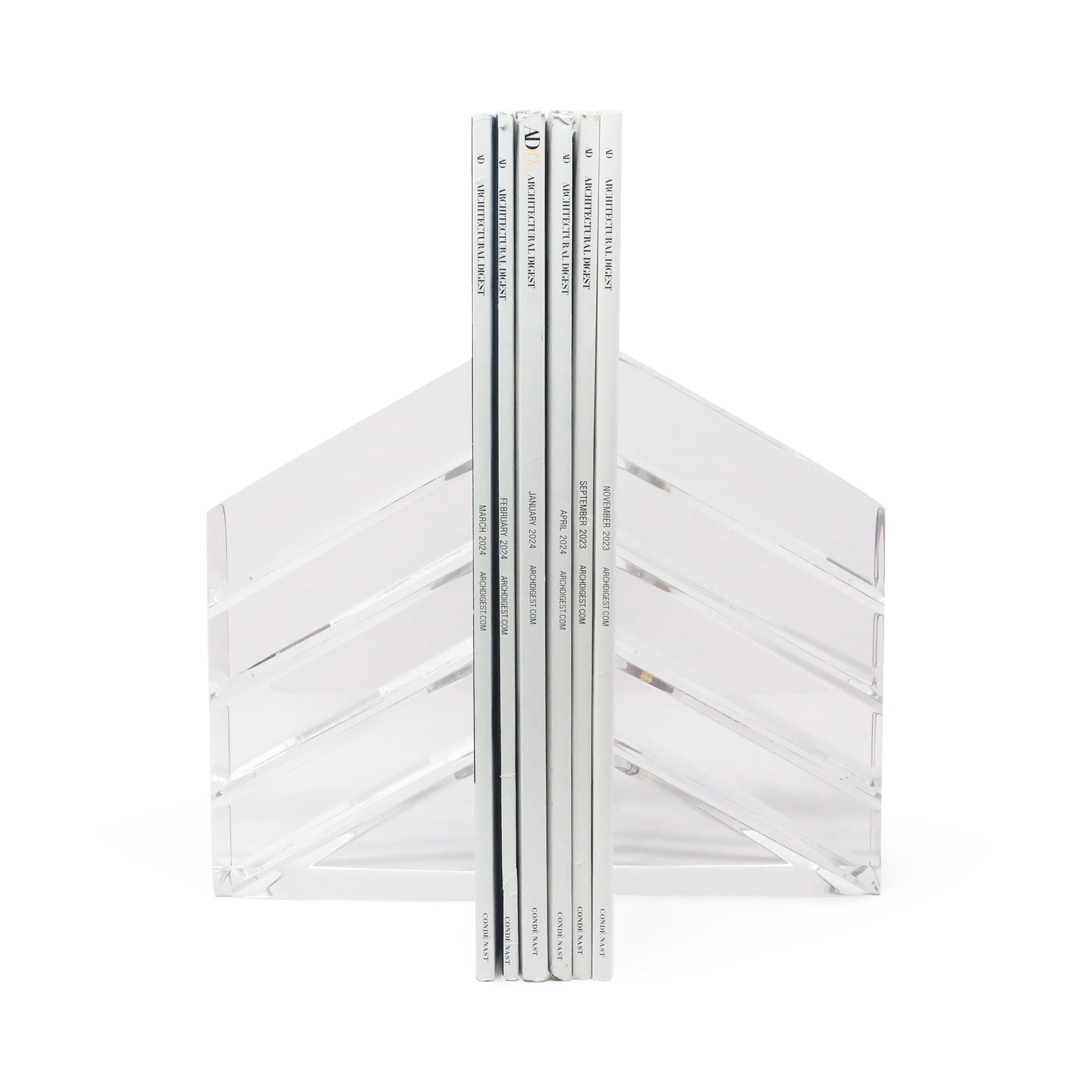 20th Century 1980s Faceted Lucite Bookends by Ritts Co. of Los Angeles For Sale