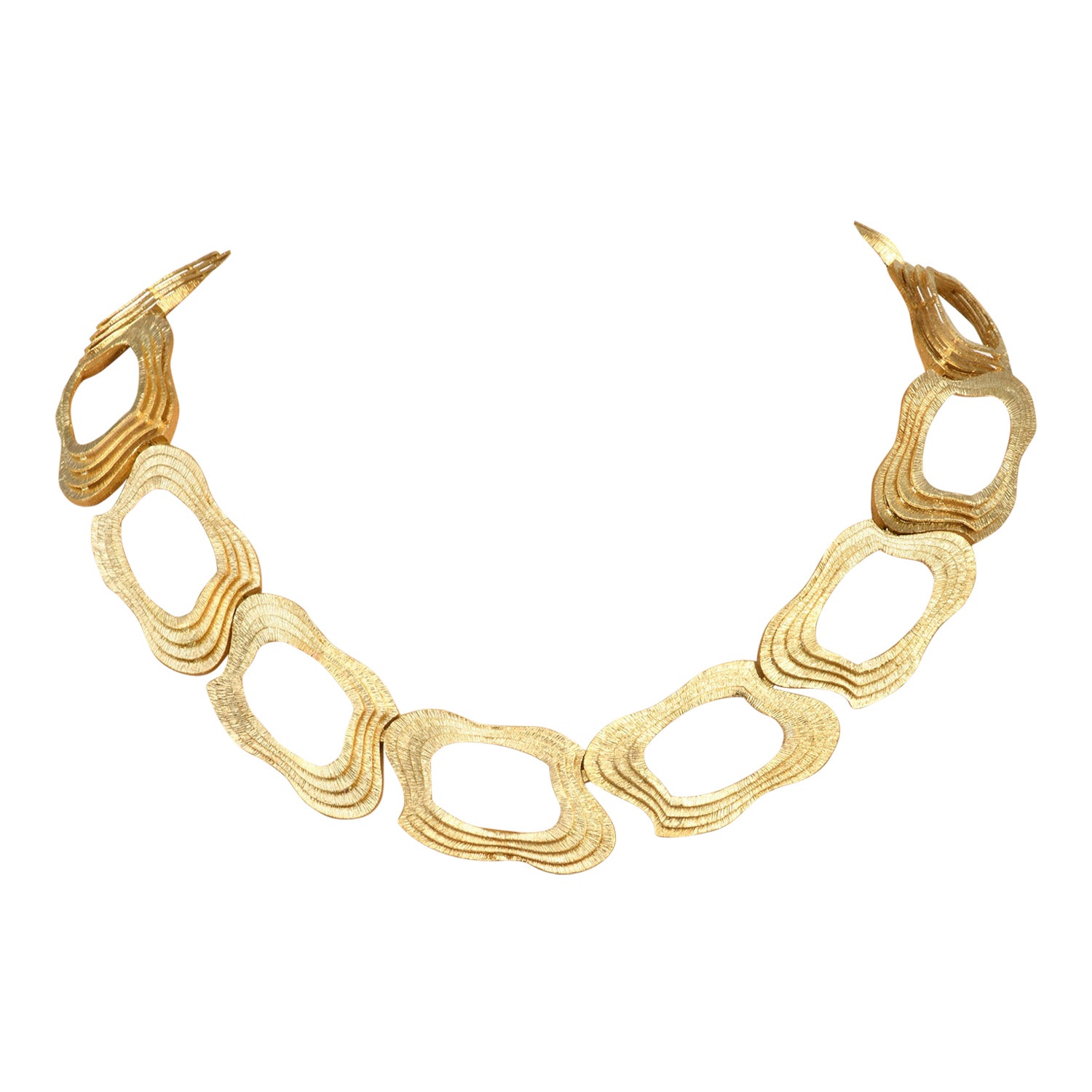 Collana girocollo anni '80 in oro giallo 18 carati a maglie larghe e strutturate