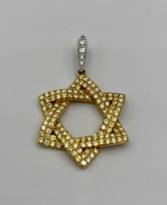 Pendentif étoile en diamant blanc et jaune fantaisie des années Whiting