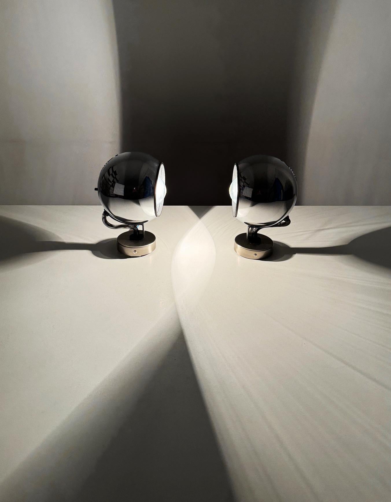 1980s Pair FASE Wall eyeball sconces by Gabriel Teixidó with swivel head 4