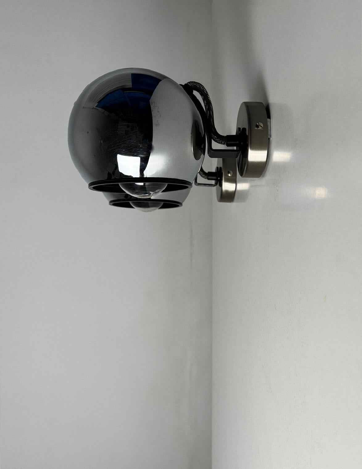 Spanish 1980s Pair FASE Wall eyeball sconces by Gabriel Teixidó with swivel head