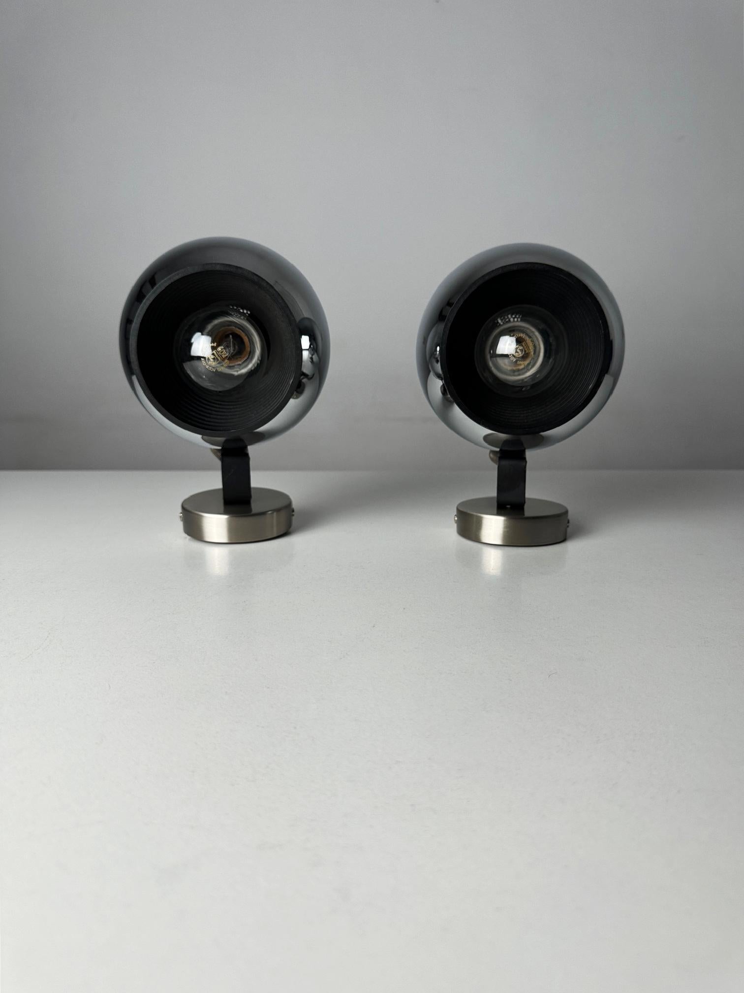 1980s Pair FASE Wall eyeball sconces by Gabriel Teixidó with swivel head In Good Condition In BARCELONA, ES