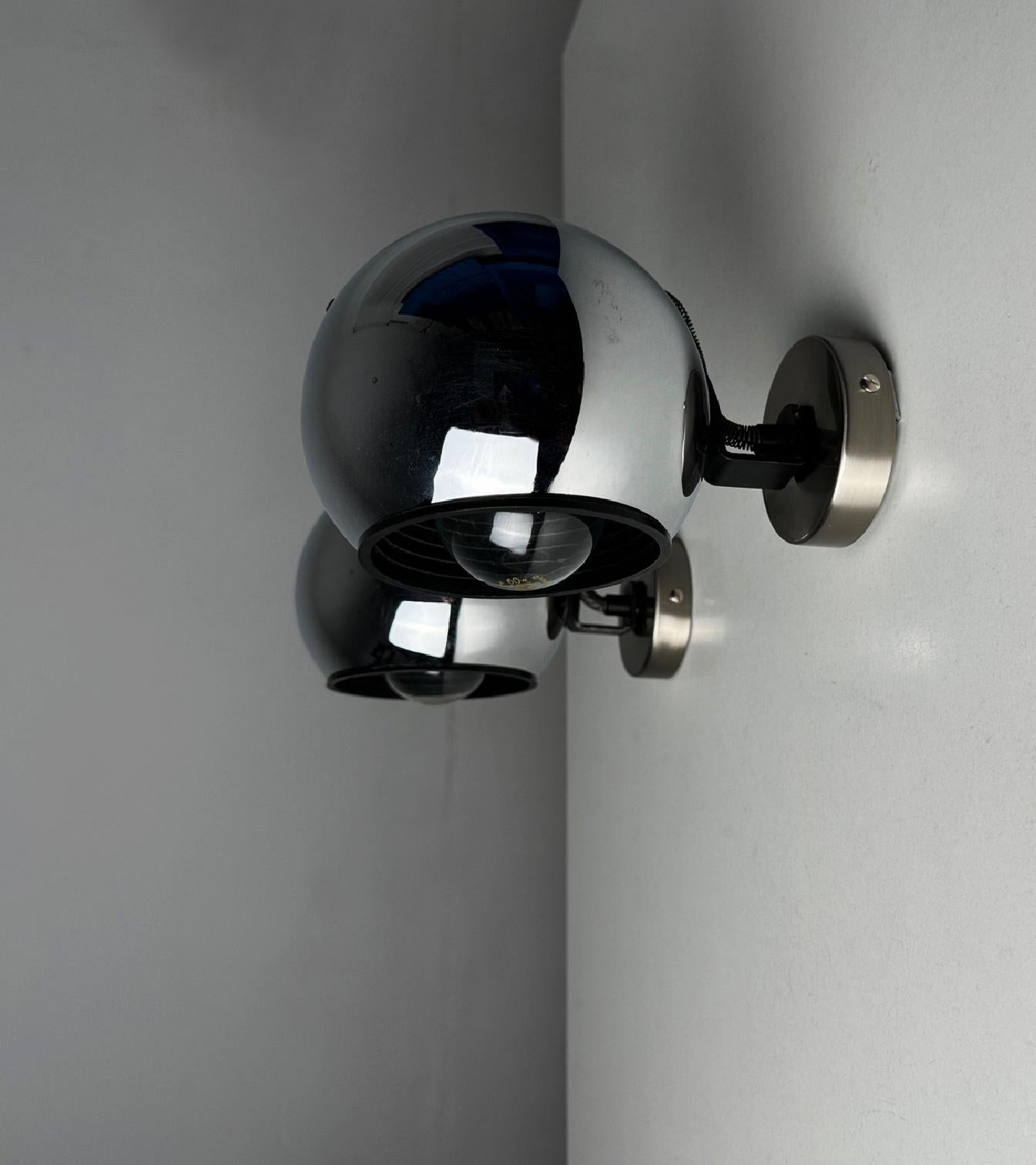 Metal 1980s Pair FASE Wall eyeball sconces by Gabriel Teixidó with swivel head