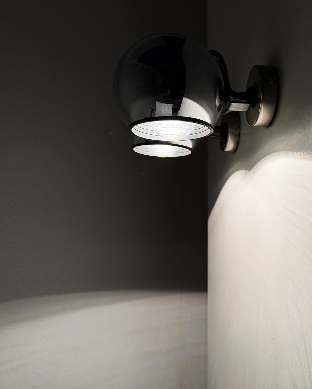 1980s Pair FASE Wall eyeball sconces by Gabriel Teixidó with swivel head 2