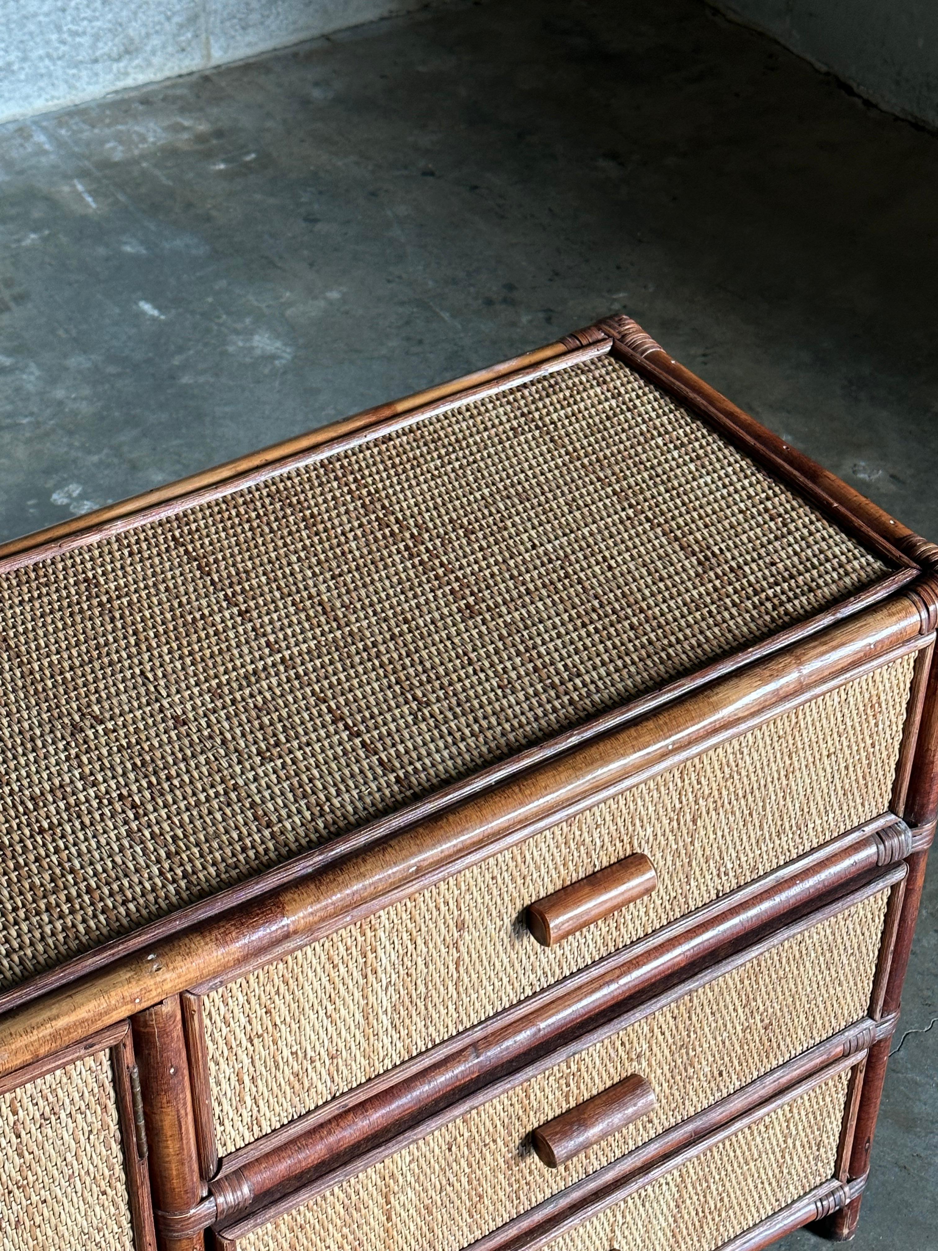 1980s Faux Bamboo and Cane Sideboard 4