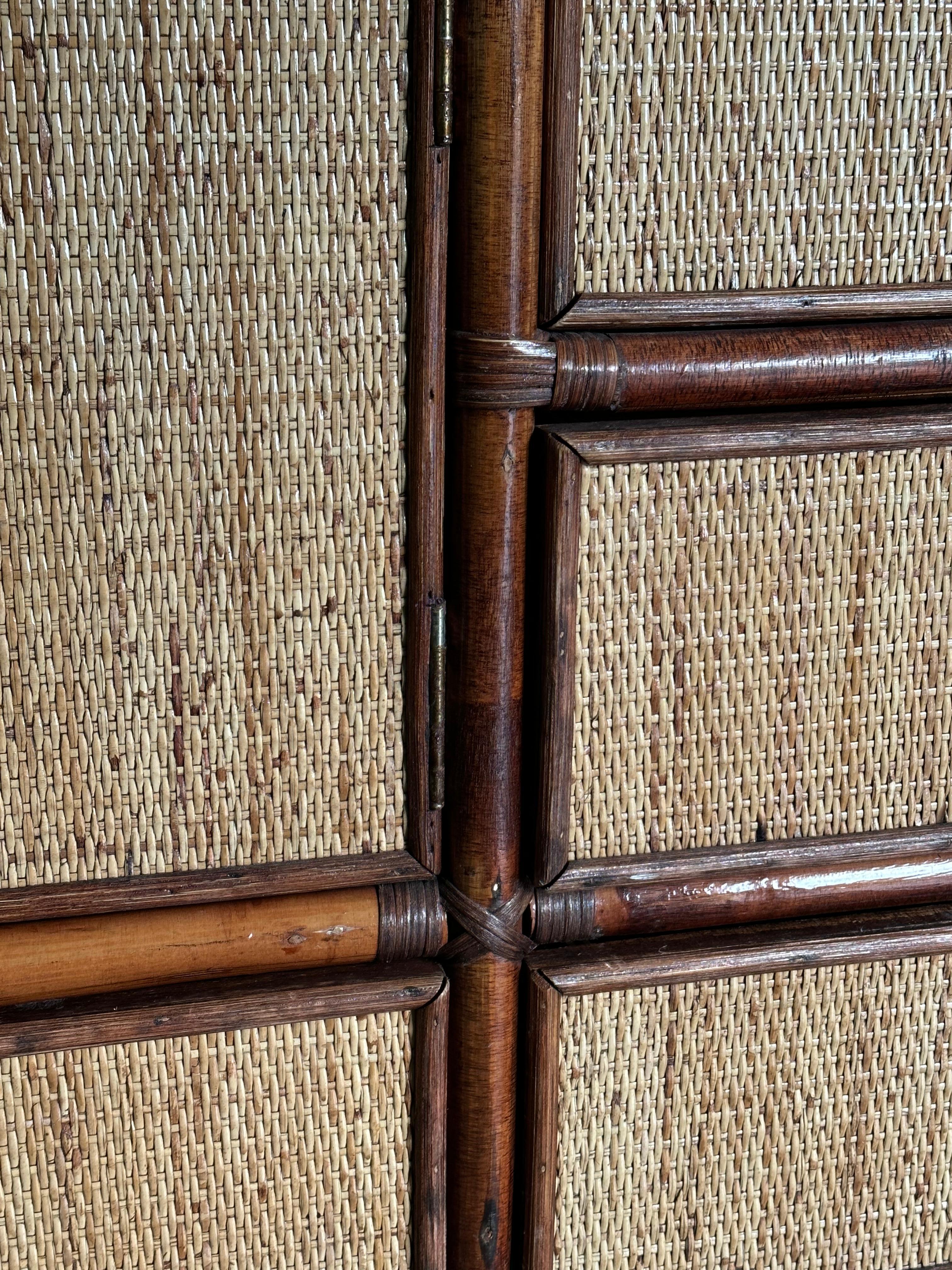 Late 20th Century 1980s Faux Bamboo and Cane Sideboard
