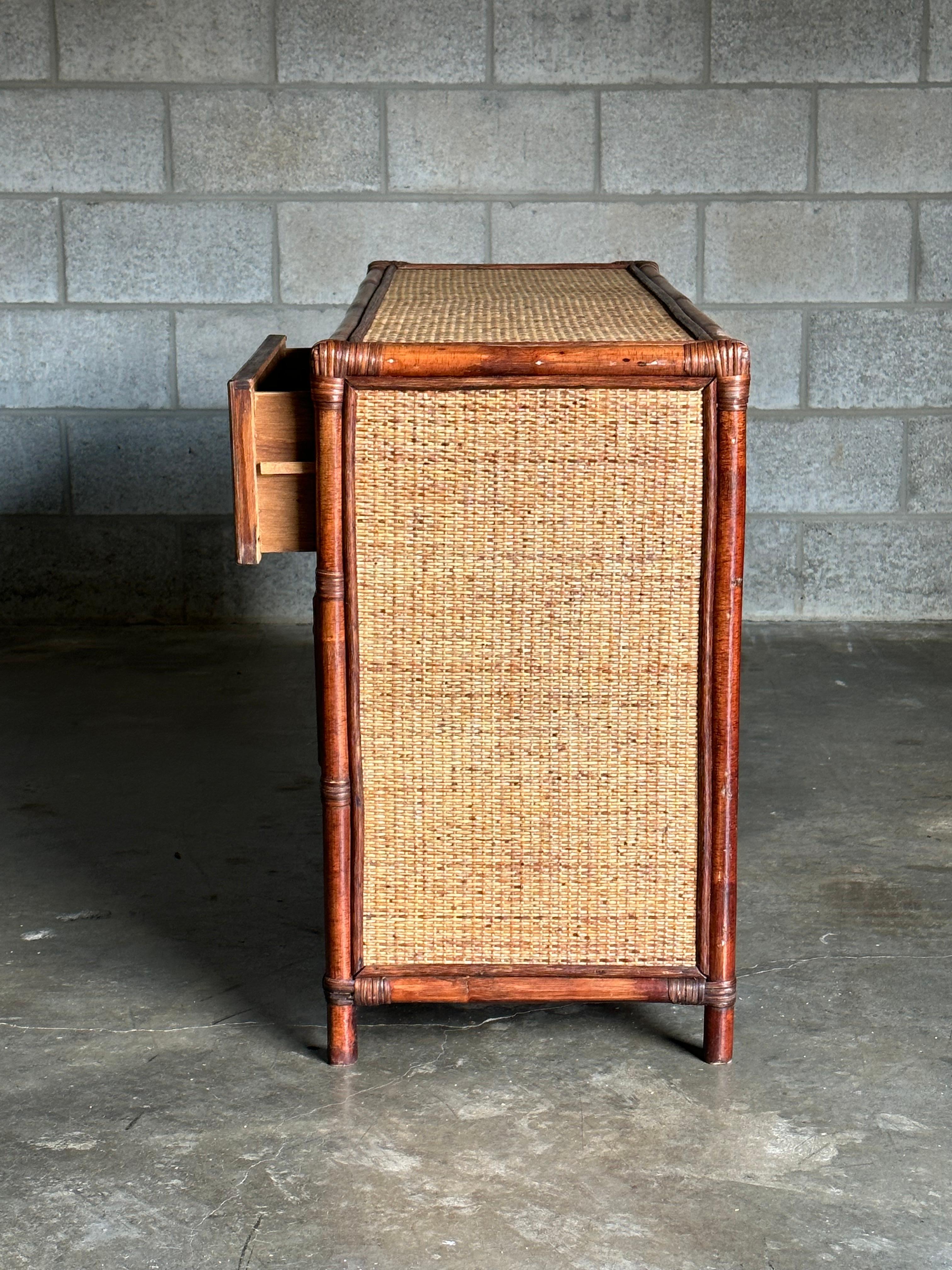 1980s Faux Bamboo and Cane Sideboard 1