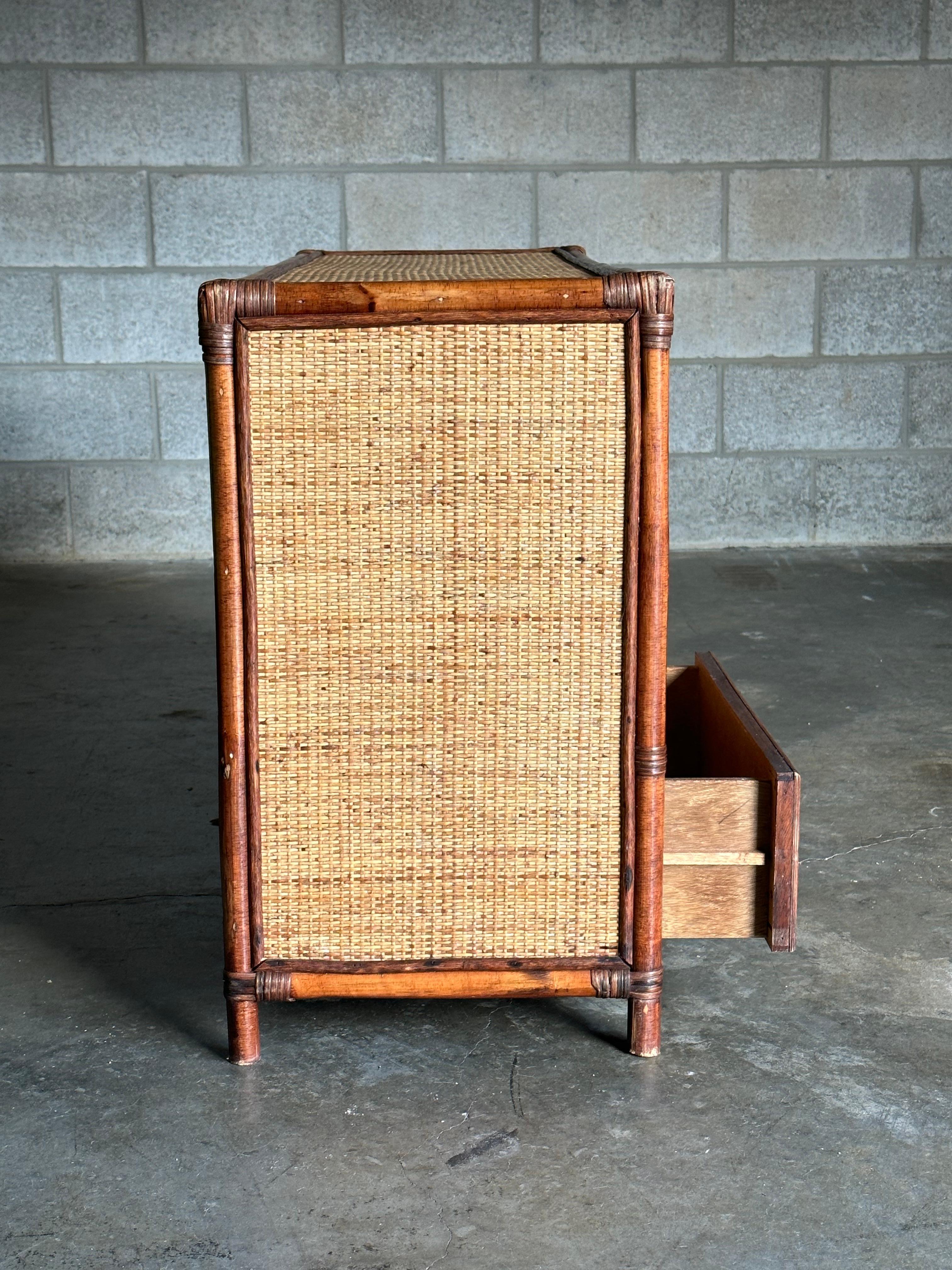 1980s Faux Bamboo and Cane Sideboard 2