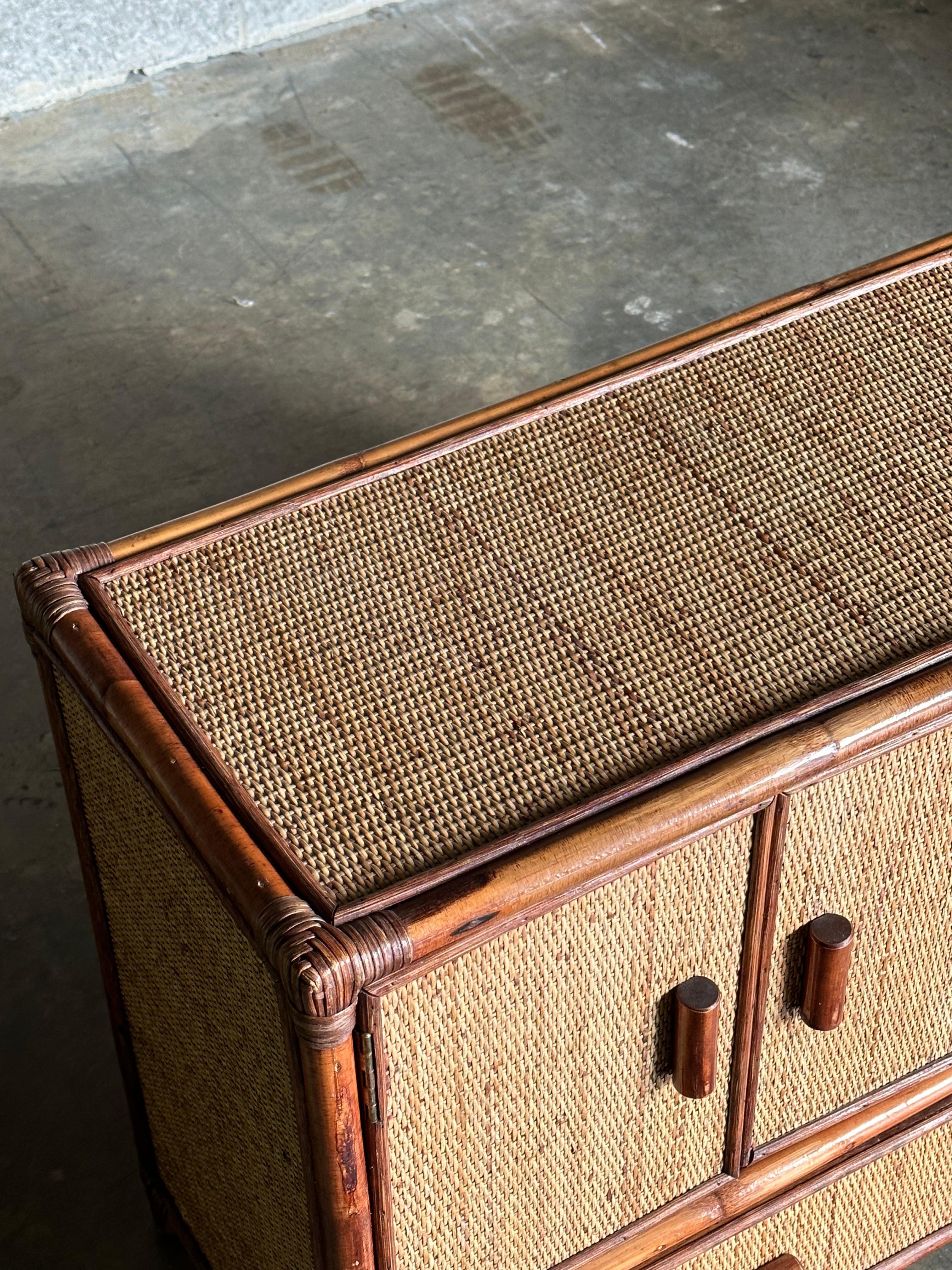 1980s Faux Bamboo and Cane Sideboard 3