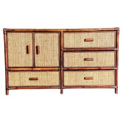 1980s Faux Bamboo and Cane Sideboard