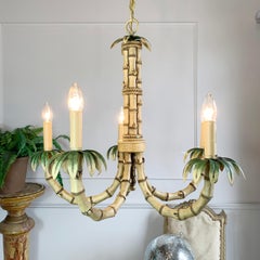1980’s Green Faux Bamboo Chandelier