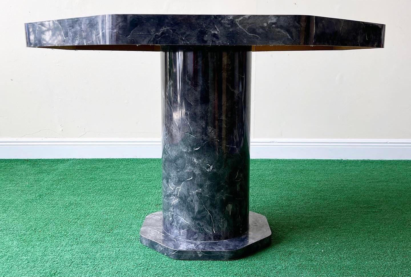Late 20th Century 1980s, Faux Black Marble Laminate Octagonal Dining Table