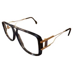 Lunettes de soleil en acétate faux marbre bleu des années 1980 par Karl Lagerfeld