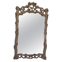 Miroir italien en faux bois des années 1980