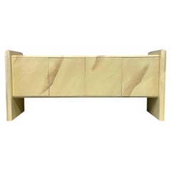 1980s Faux Goatskin Sideboard in the Manner of Springer by Elkins Furniture