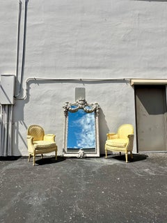 1980s Faux Stone Draped Floral Foam Wall Floor Mirror