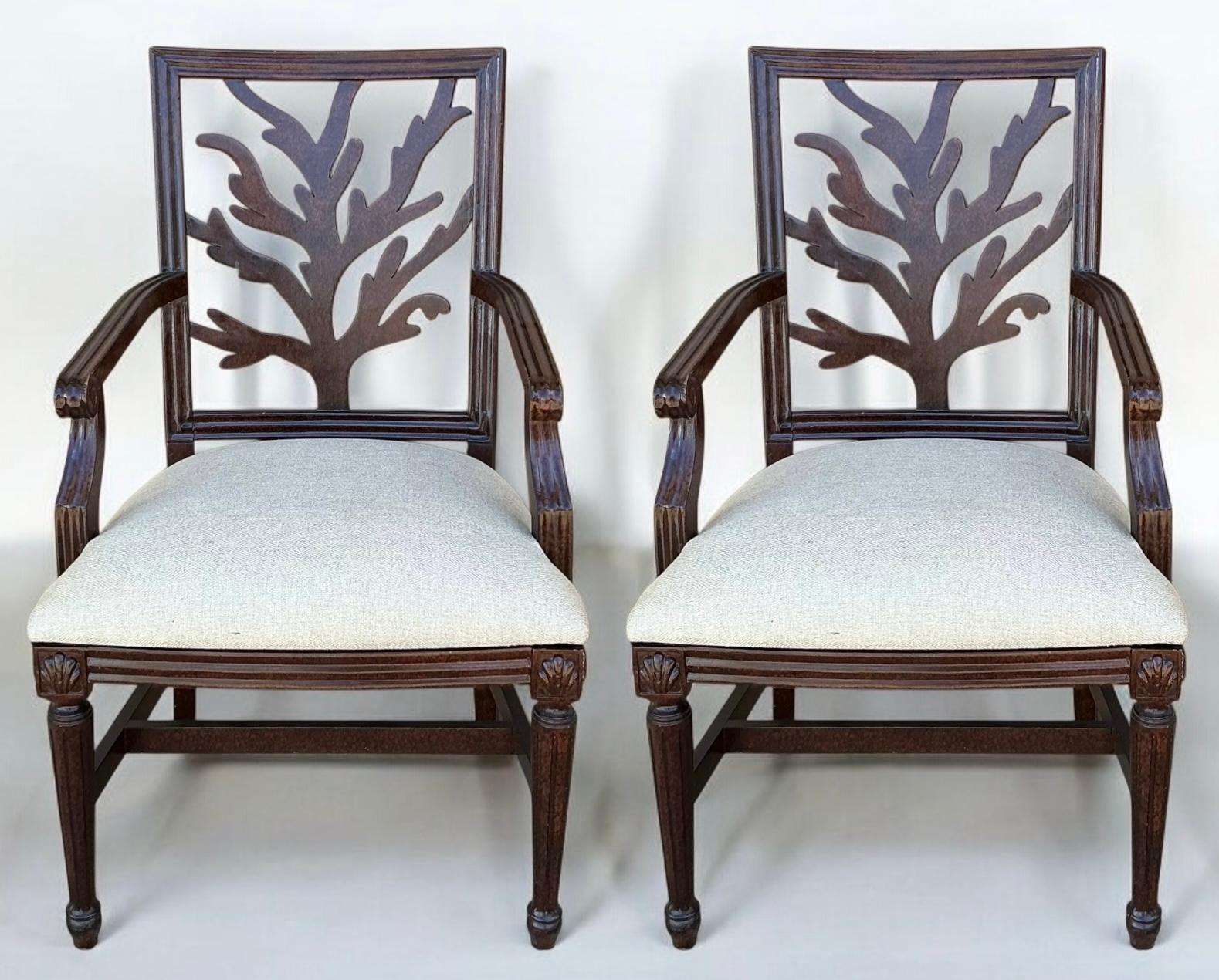 1980er Jahre Faux Schildkröte Bergere Stühle W / Coral Form zurück & geschnitzt Shells - Paar (Philippinisch) im Angebot