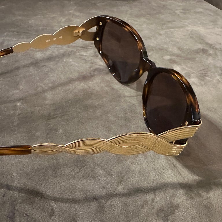 1980s Faux TortoiseShell and Brass Oversized Sunglasses by  display picture 3