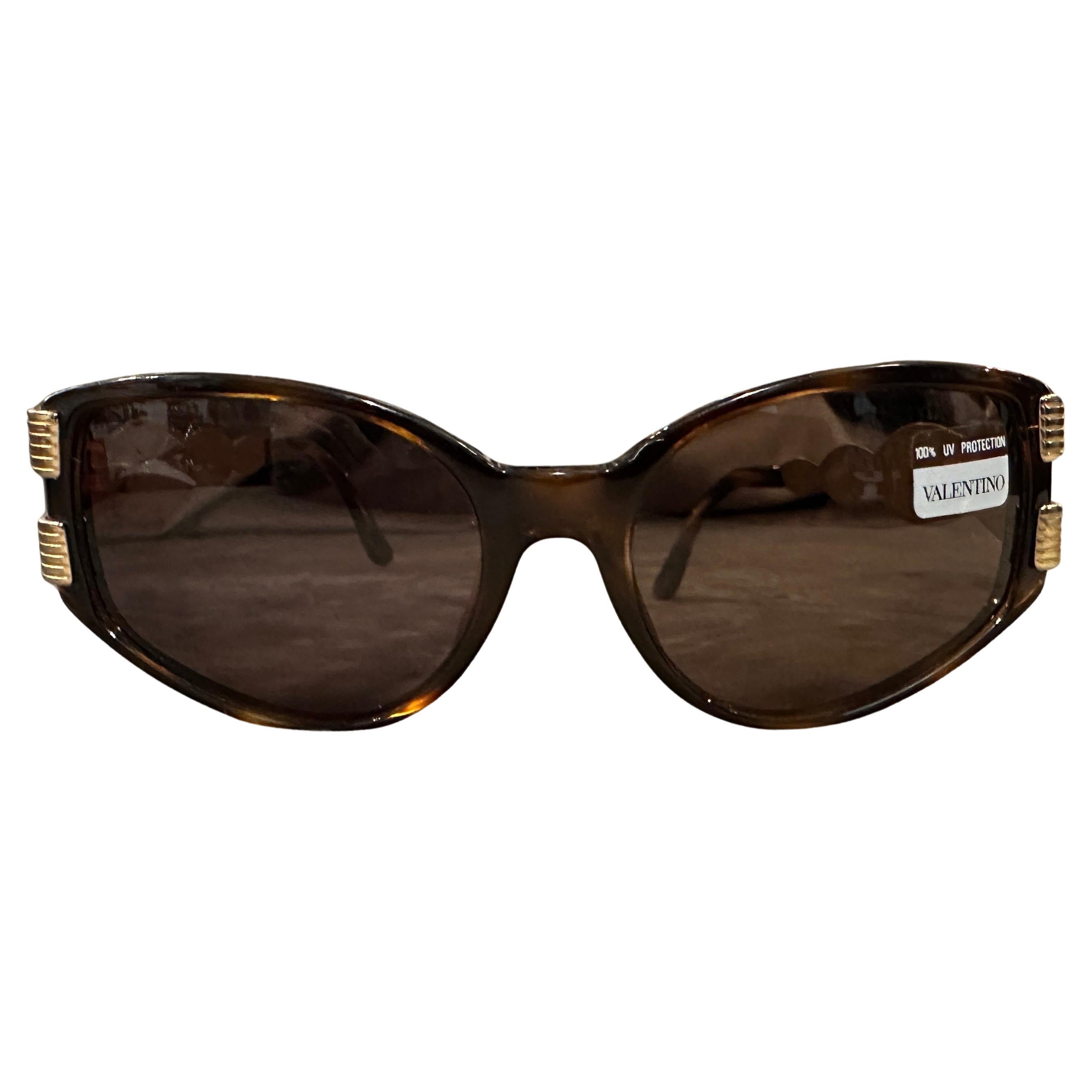 1980er Übergroße Sonnenbrille aus Schildpatt und Messing von Valentino