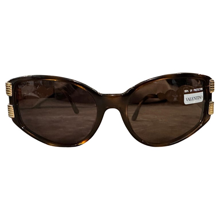 1980s Faux TortoiseShell and Brass Oversized Sunglasses by  display picture 1