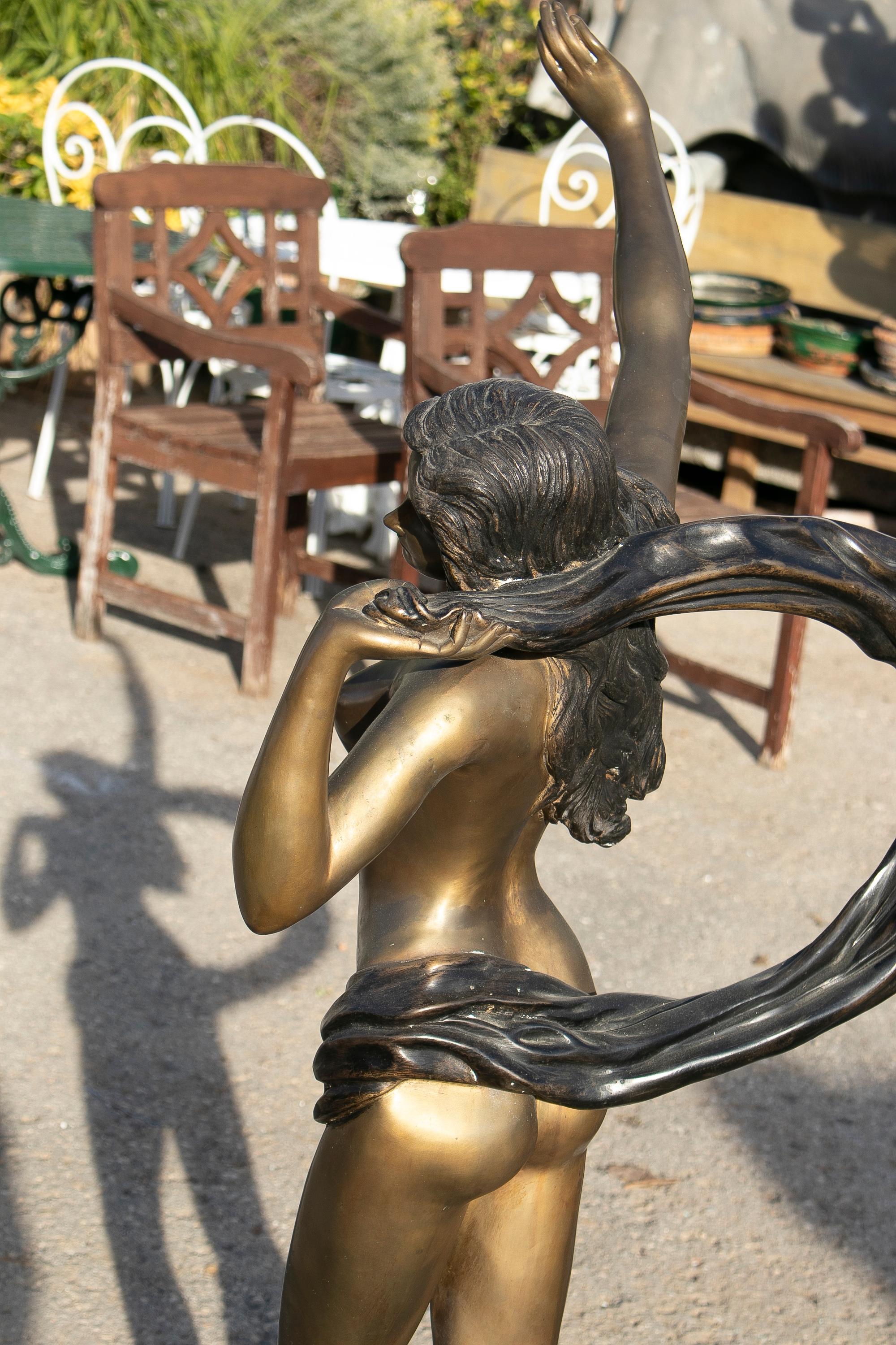 1980s Female Dancer Bronze Garden Sculpture 2