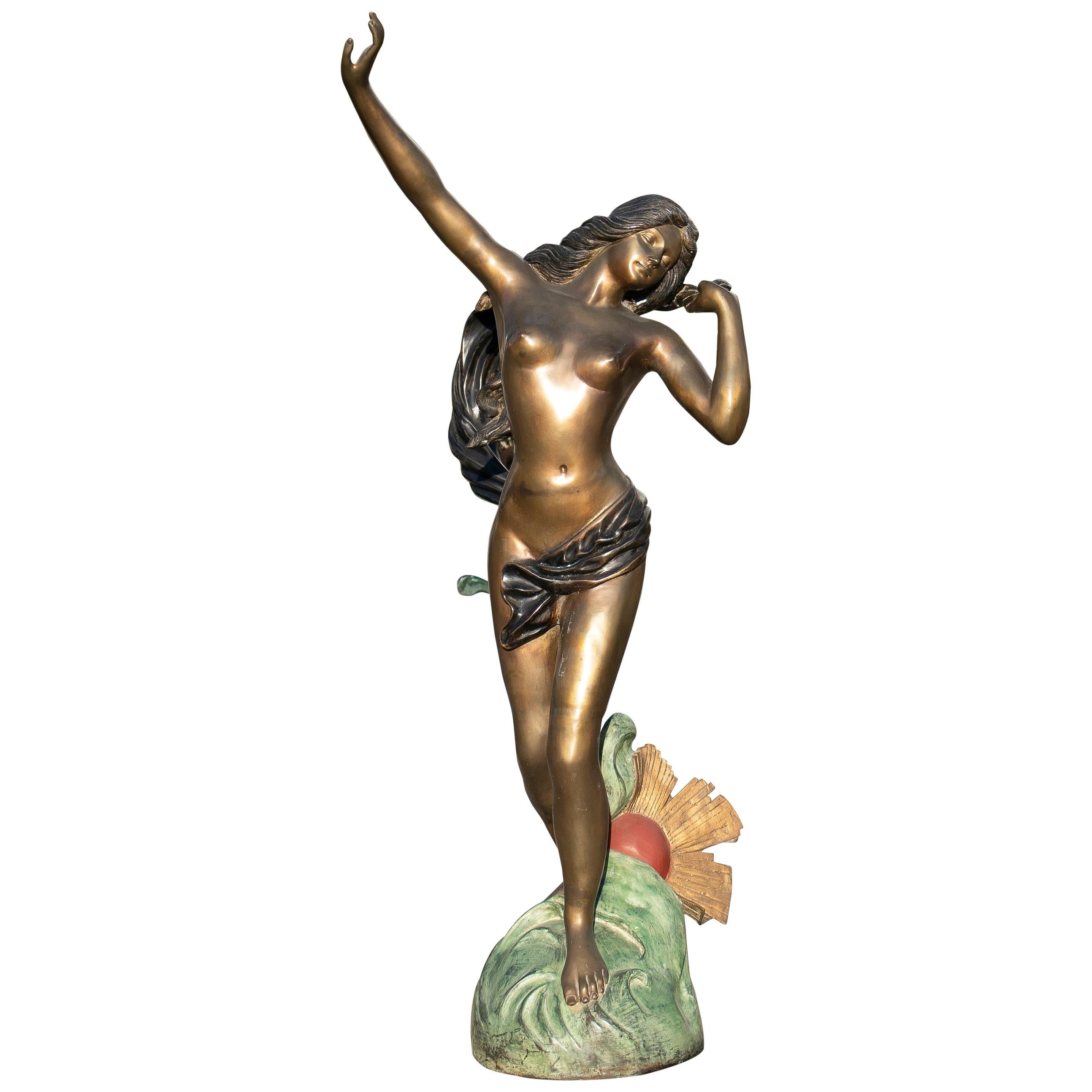 1980s Female Dancer Bronze Garden Sculpture