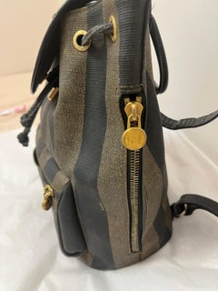 Fendi 1980s Vintage Unisex Monogram Backpack with Gold Accents