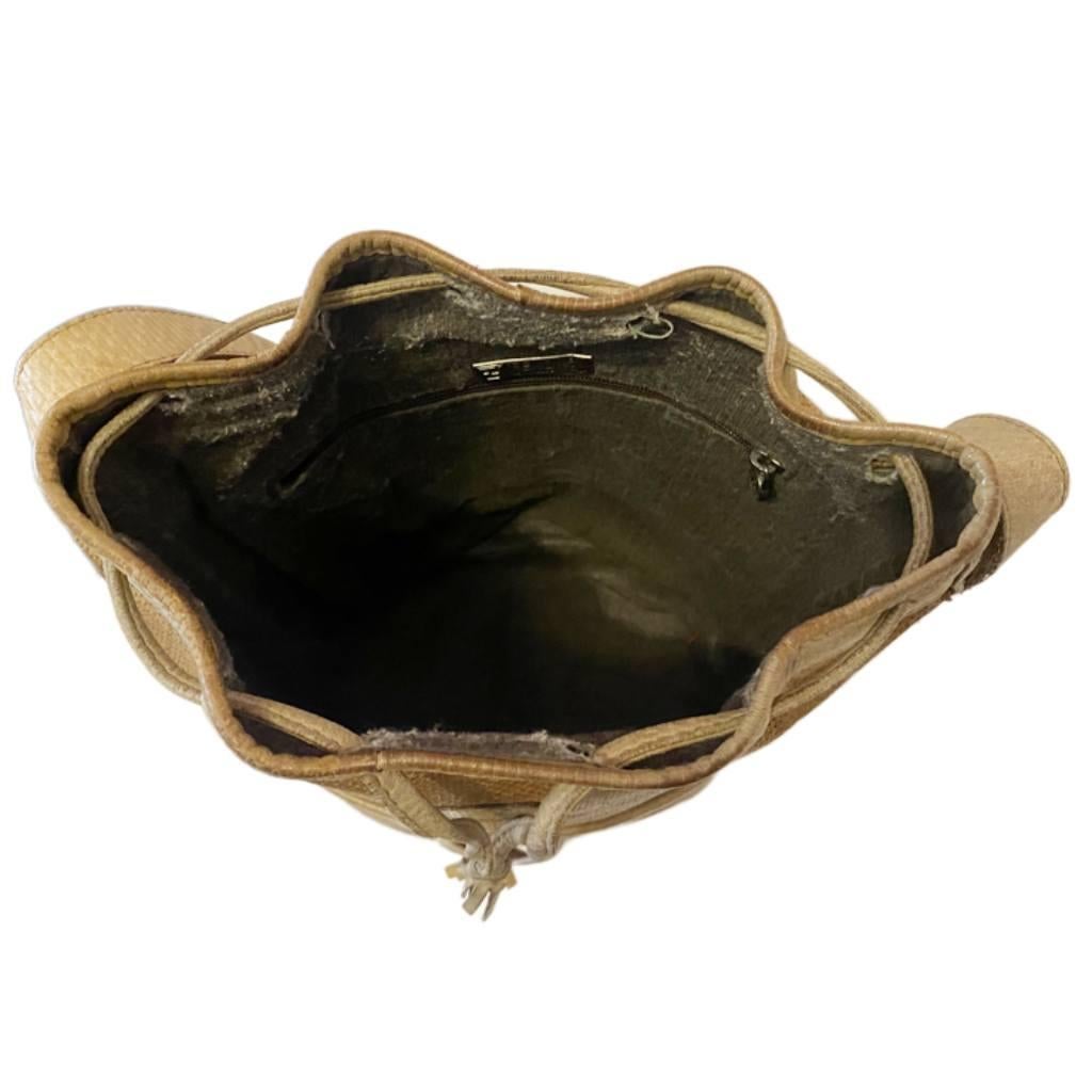 1980s Fendi Beige Brown Leather Bucket Bag For Sale 1