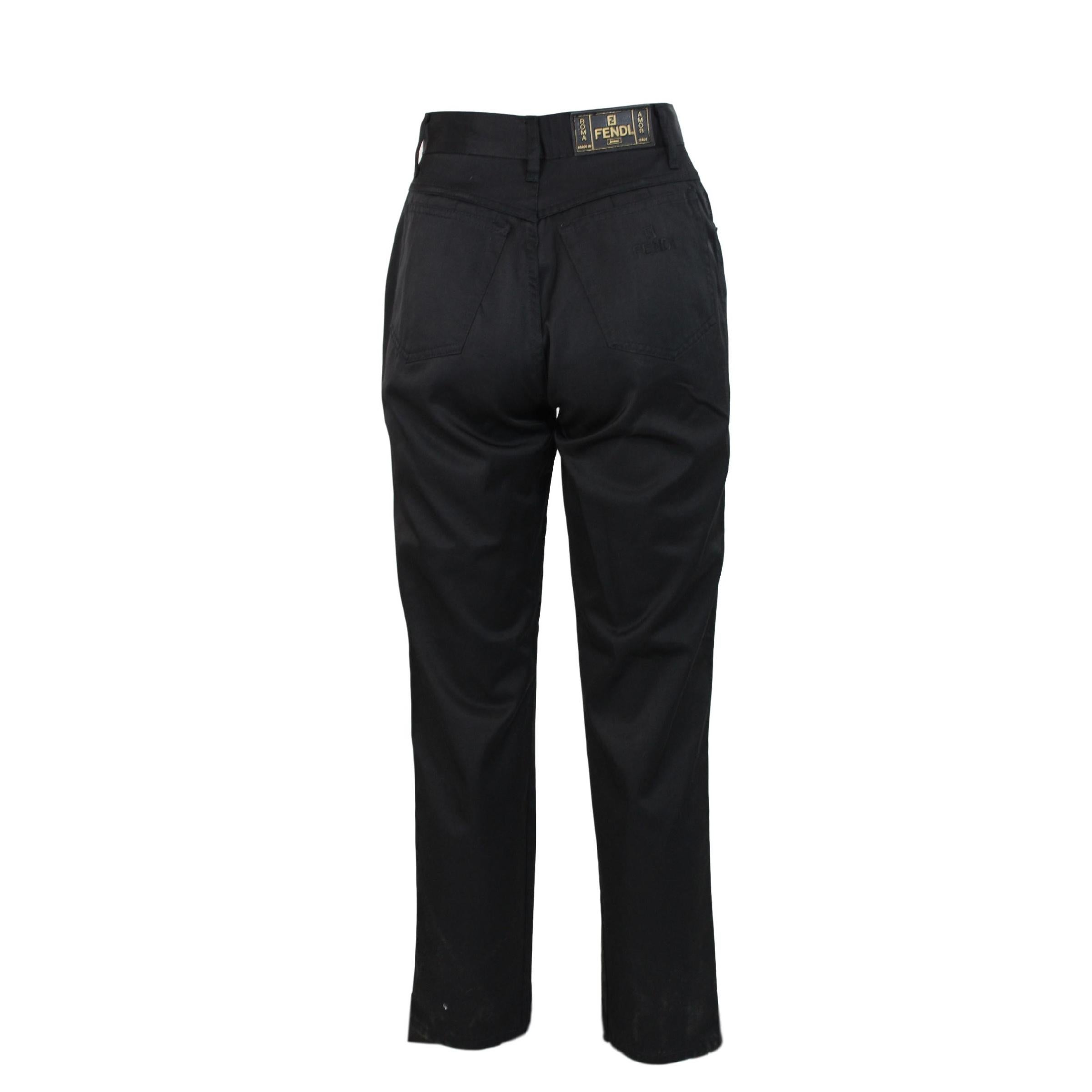 Women's 1980s Fendi Black Cotton Denim Classic Capri Pants