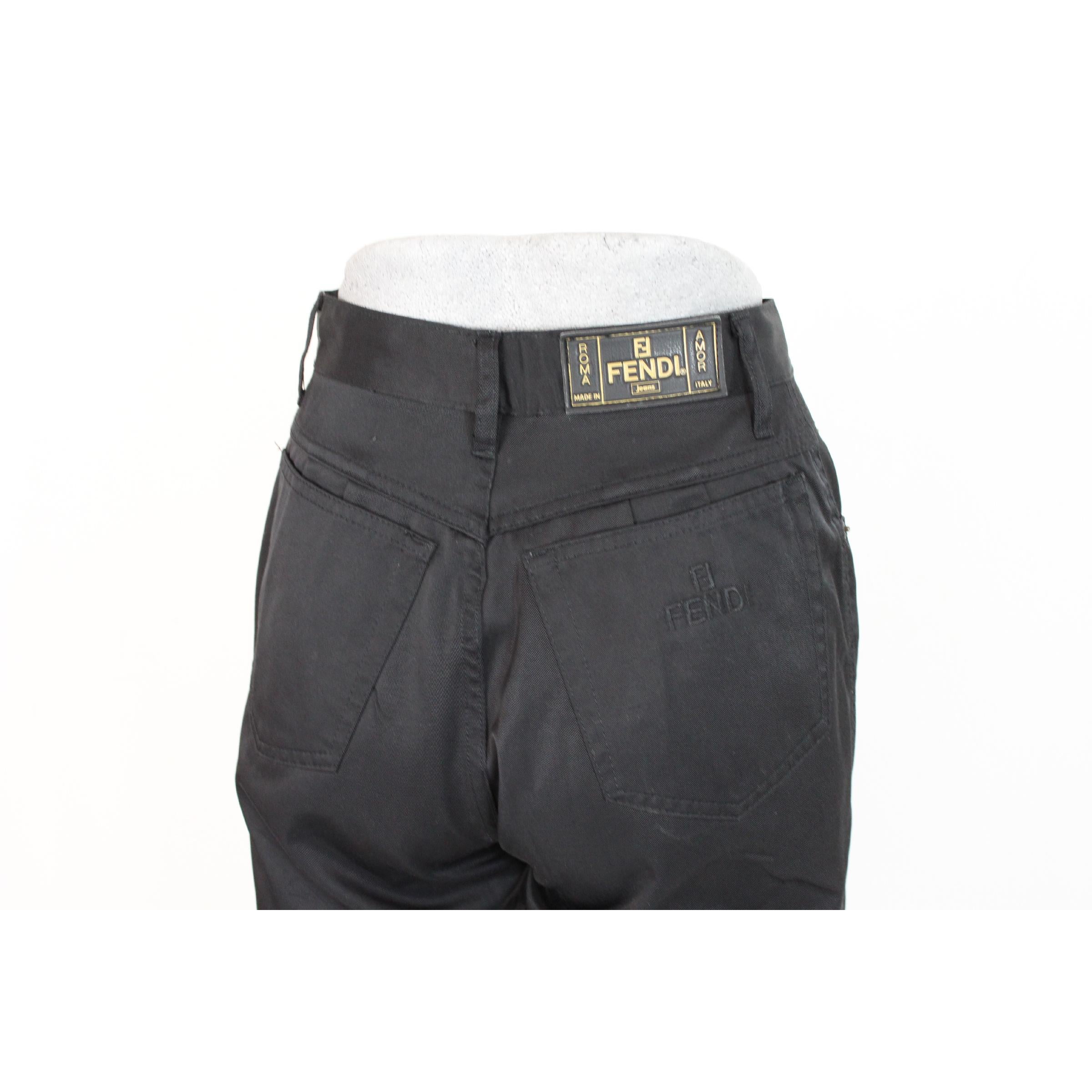 1980s Fendi Black Cotton Denim Classic Capri Pants 1