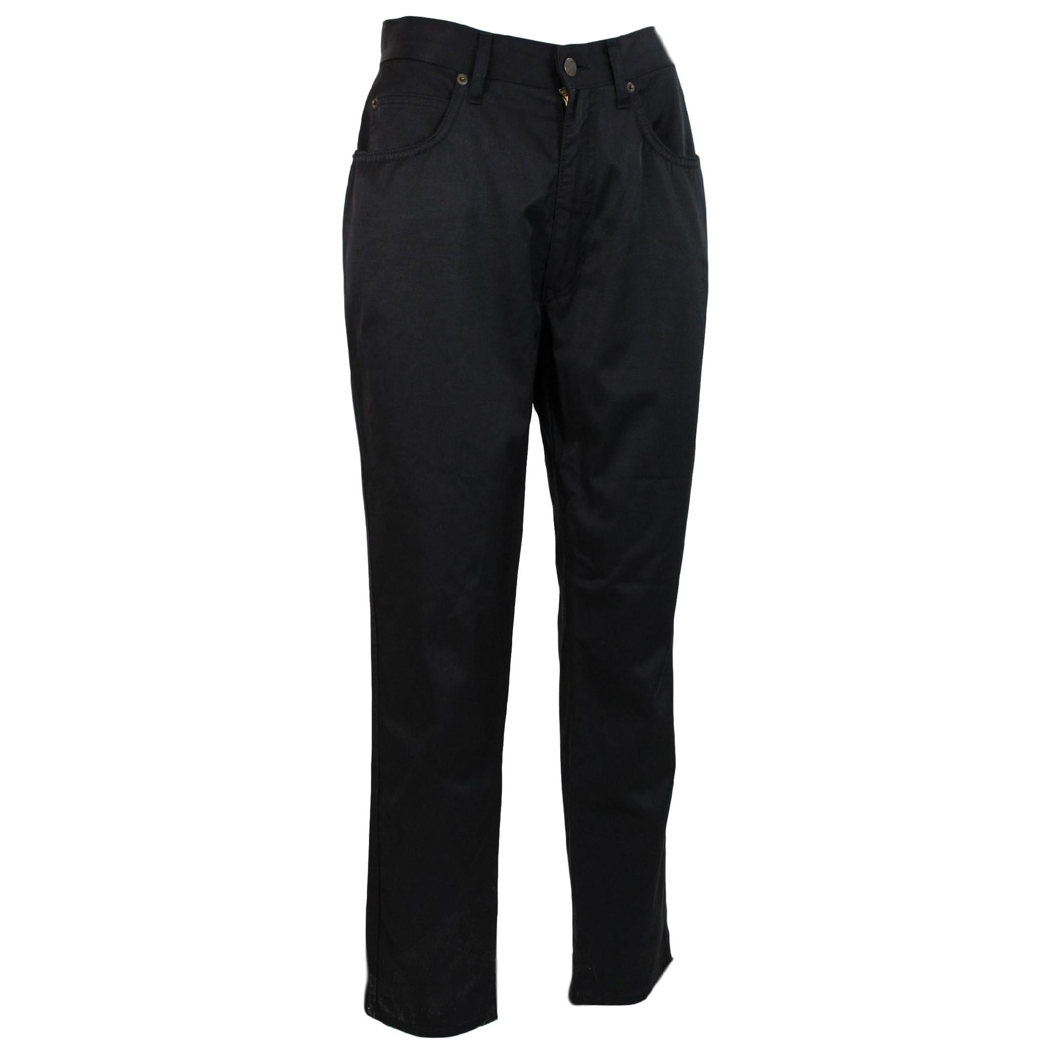 1980s Fendi Black Cotton Jeans Classic Capri Pants
