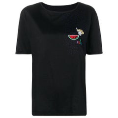 1980s Fendi Black Embroidered T-shirt