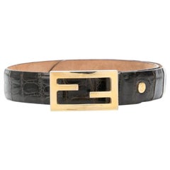 Vintage 1980s Fendi Brown Crocodile Belt