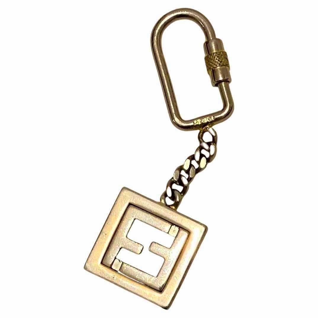Fendi 1980s Vintage Gold FF Logo Metal Key Chain Unisex Bag Charm