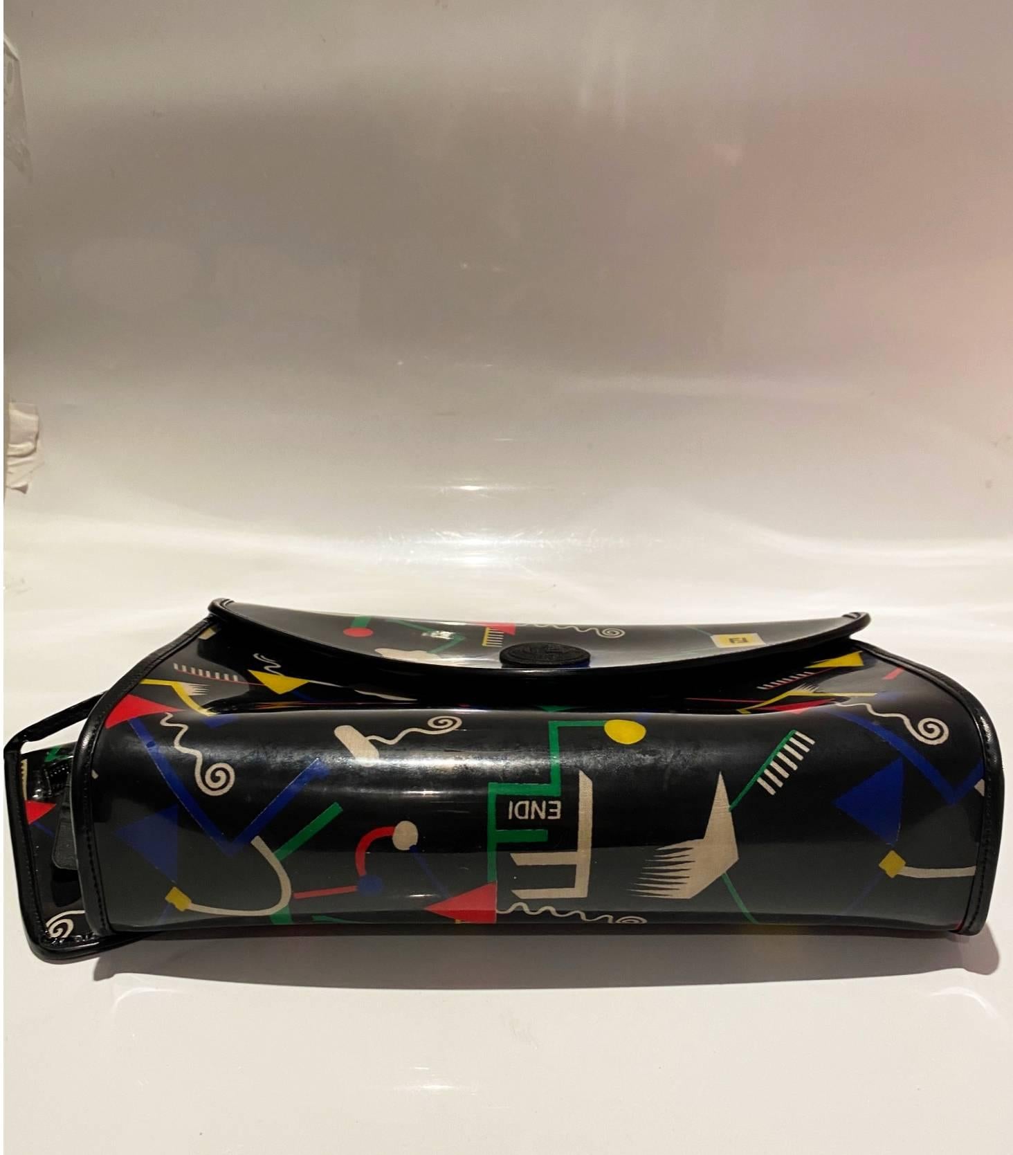 1980s Fendi Pop Abstract Vinyl Canvas Envelope Bag 1